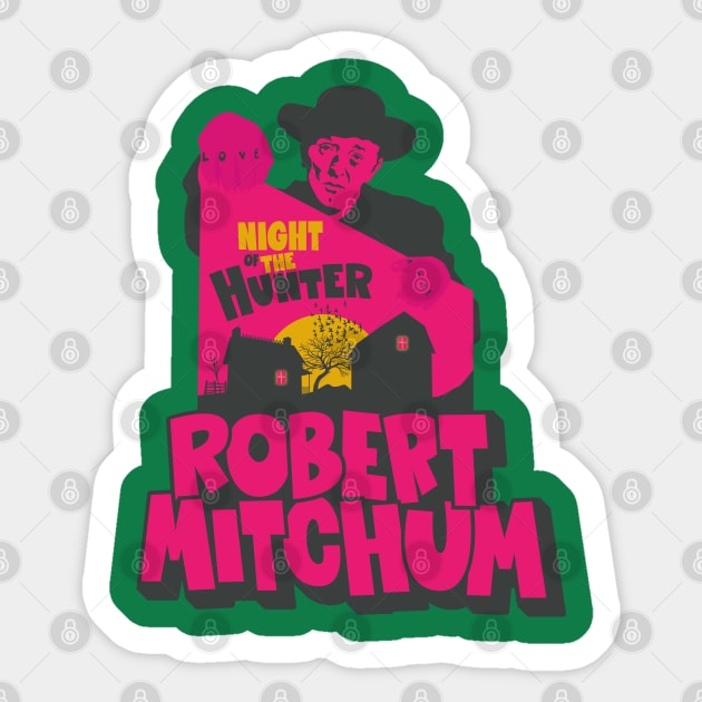 The Night of the Hunter: Captivating Robert Mitchum's Iconic Performance Sticker by Boogosh